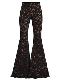 Кружевные расклешенные брюки с цветочным принтом Joplin Michael Kors Collection, черный