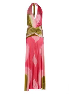 Платье Dafne с абстрактными волнами и лямкой на шее Silvia Tcherassi, розовый