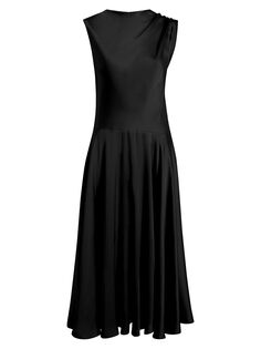 Шелковое чайное платье Sadie с перекрученными плечами Careste, черный