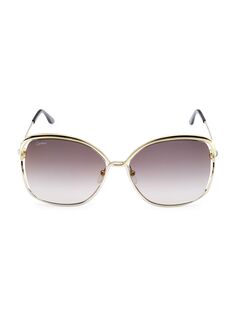 Круглые солнцезащитные очки 60 мм Cartier, золотой