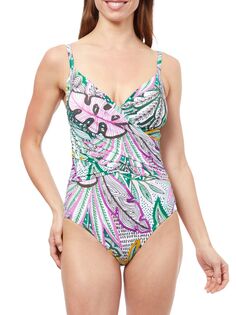 Слитный купальник Tropic Boom с запахом Gottex Swimwear, зеленый