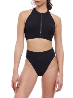 Верх бикини с молнией спереди Gottex Swimwear, черный