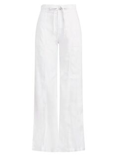 Широкие брюки с высокой посадкой из смеси льна Hudson Jeans, белый