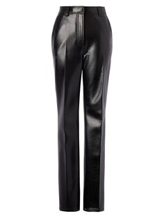 Блестящие брюки из искусственной кожи LVIR, черный