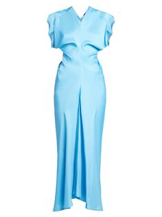 Присборенное платье-миди с рукавами-крылышками Meryll Rogge, синий