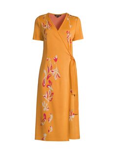 Платье-миди с запахом и цветочным принтом Misook, разноцветный