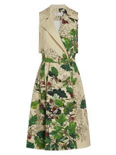 Платье миди без рукавов Acorn из смесового хлопка Oscar de la Renta, зеленый