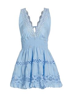 Хлопковое кружевное платье с оборками Marisa Queen Moda, синий