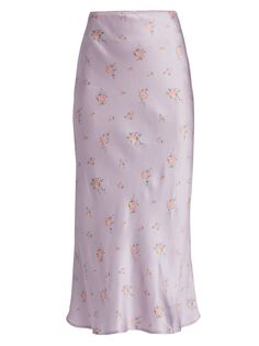 Шелковая юбка миди с цветочным принтом Layla Reformation