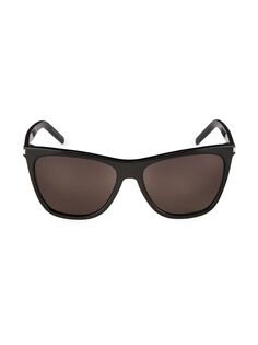 Квадратные солнцезащитные очки 58 мм Saint Laurent, черный