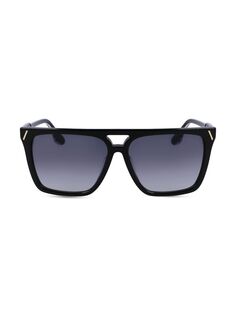 Прямоугольные солнцезащитные очки Guilloché 57MM Victoria Beckham, черный