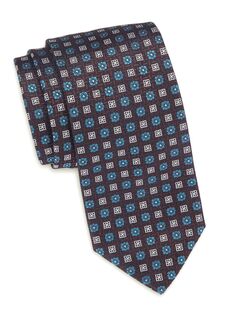 Шелковый галстук с цветочным принтом Canali, коричневый