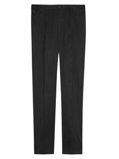 Прямые брюки в шантунге Saint Laurent, черный