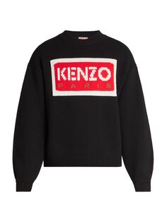 Вязаный свитер с логотипом интарсия KENZO, черный