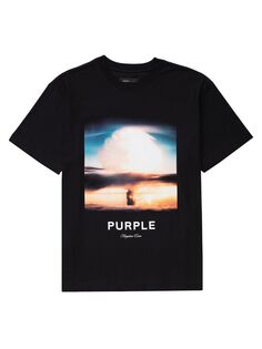 Хлопковая футболка с графическим логотипом Purple Brand, черный