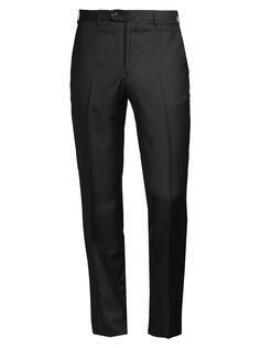 Шерстяные брюки со складками спереди Giorgio Armani, черный