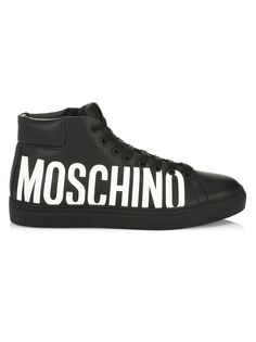 Кожаные высокие кеды Moschino, неро