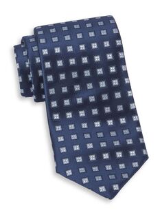 Аккуратный ромбовидный шелковый галстук Charvet, синий