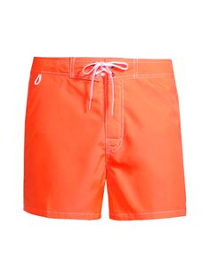 Классические шорты-борд с контрастной отстрочкой Sundek, оранжевый