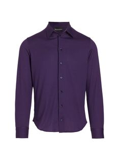 Хлопковая спортивная рубашка с длинными рукавами Emporio Armani, фиолетовый