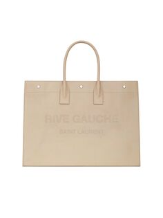 Большая сумка-тоут Rive Gauche из кожи растительного дубления Saint Laurent