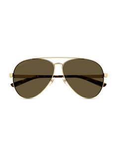 Архив Подробности Металлические солнцезащитные очки Pilot 61MM Gucci, коричневый