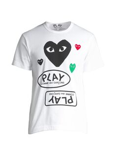 Футболка с графическим принтом Play Multi Heart Comme des Garçons PLAY, белый