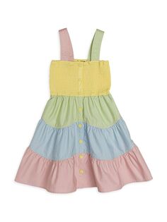 Платье без рукавов с цветными блоками для маленьких девочек и девочек Stella McCartney Kids, разноцветный