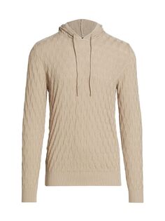 Толстовка Diamond Ladder Knit Hoodie Saks Fifth Avenue, серый