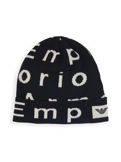 Вязаная шерстяная шапка с логотипом Little Boy&apos;s &amp; Boy&apos;s Emporio Armani, черный