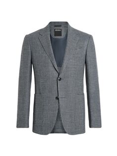 Спортивная куртка из шерсти, шелка и льна ZEGNA, серый
