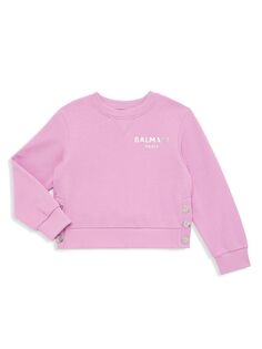 Толстовка с круглым вырезом и логотипом для маленьких девочек и девочек Balmain, розовый