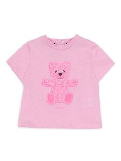 Футболка с изображением медведя FF для малышки для девочки Fendi, розовый