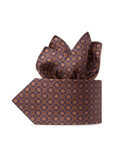 Роскошный шелковый галстук с принтом Stefano Ricci, коричневый