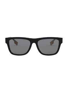 B. Квадратные солнцезащитные очки с логотипом 56 мм Burberry, черный
