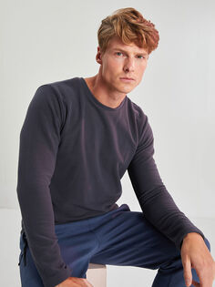 Флисовая мужская спортивная футболка с круглым вырезом и длинным рукавом LCW Active