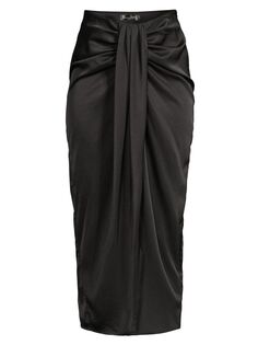 Атласная юбка-миди Selma с драпировкой Line &amp; Dot, черный