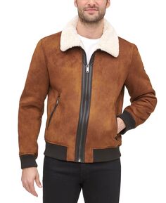 Мужская куртка-бомбер из искусственной овчины с воротником из искусственного меха, созданная для macy&apos;s DKNY, коричневый