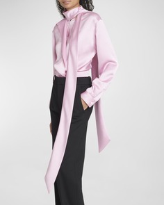 Атласная блузка с воротником-шарфом Victoria Beckham