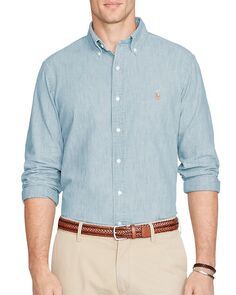 Рубашка на пуговицах из хлопка шамбре классического кроя с длинными рукавами Polo Ralph Lauren