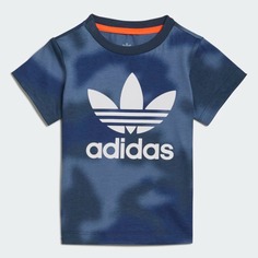 Футболка Adidas Originals Allover Print Camo, синий/мультиколор