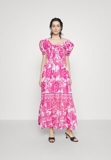 Платье макси Farm Rio, розовый/белый