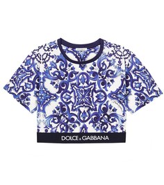 Футболка из хлопкового джерси с принтом Dolce&amp;Gabbana, синий