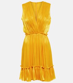 Мини-платье из жоржета со сборками COSTARELLOS, желтый