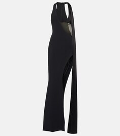 Атласное платье с вырезами DAVID KOMA, черный