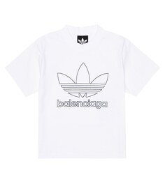 Футболка из хлопкового джерси с логотипом x Adidas Balenciaga Kids, белый