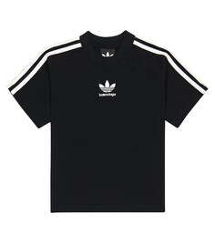 Футболка из коллаборации с Adidas с логотипом Balenciaga Kids, черный