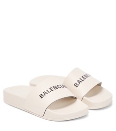 Резиновые шлепанцы с логотипом Balenciaga Kids, белый