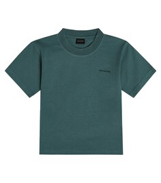 Футболка из смесового хлопка с логотипом Balenciaga Kids, черный