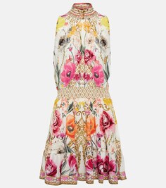 Шелковое мини-платье с цветочным декором CAMILLA, разноцветный